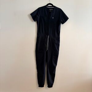 Fabletics Black Short Sleeve Scrub Jumpsuit